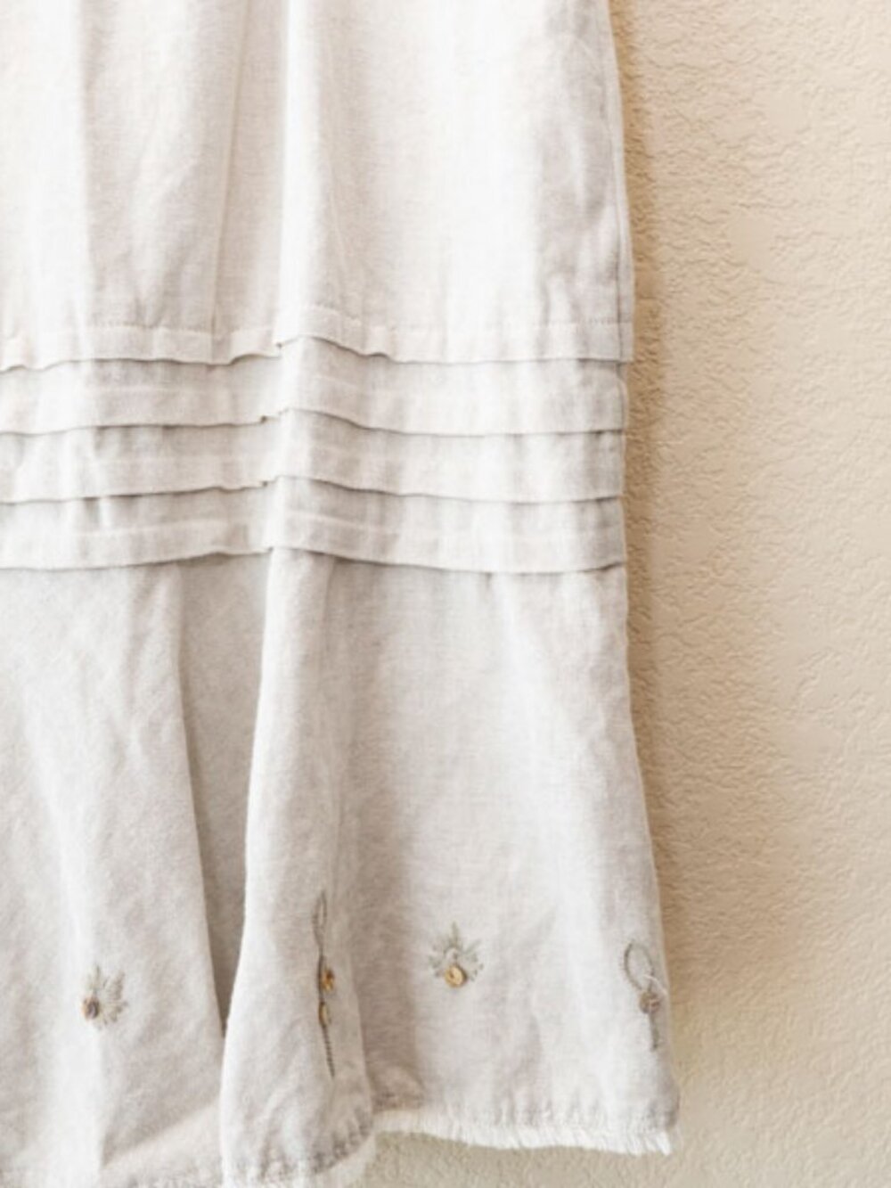 JH Collectibles Linen Cotton Skirt Size 16 Beige Embroidered Flounce Hem Midi - Picture 11 of 12